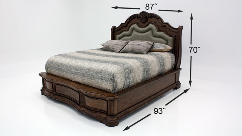 Dimension Details of the Bed in the Tulsa King Size Bedroom Set in Light Brown by Avalon Furniture | Home Furniture Plus Bedding