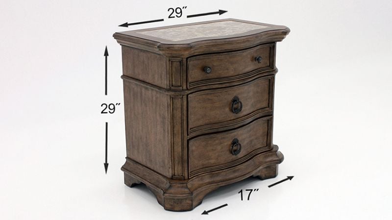 Dimension Details of the Nightstand in the Tulsa King Size Bedroom Set in Light Brown by Avalon Furniture | Home Furniture Plus Bedding