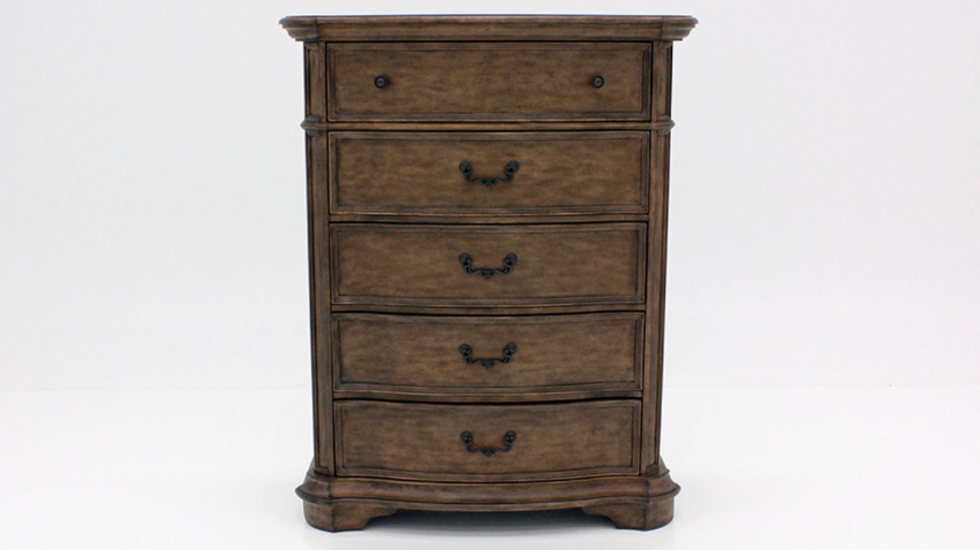 Front View  of the Tulsa Chest of Drawers in Light Brown by Avalon Furniture | Home Furniture Plus Bedding