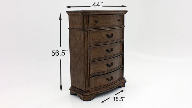 Dimension Details of the Tulsa Chest of Drawers in Light Brown by Avalon Furniture | Home Furniture Plus Bedding