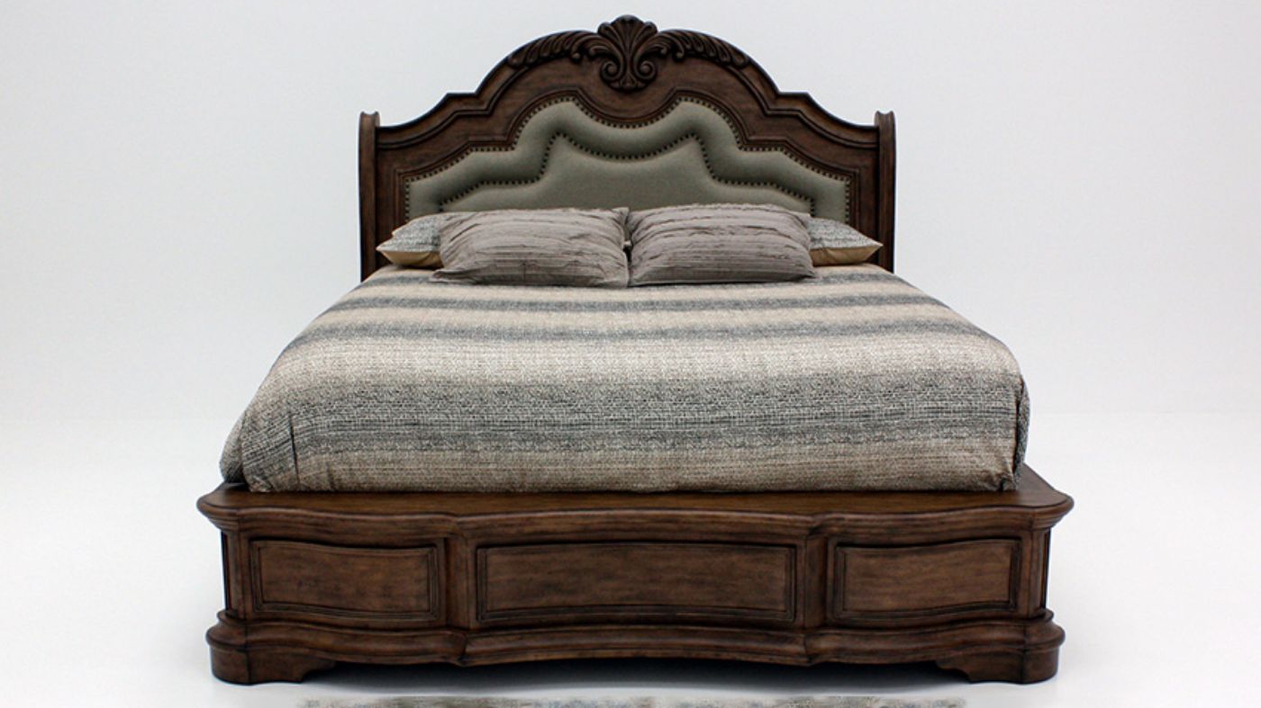 Front Facing View of the Tulsa King Size Bed in Light Brown by Avalon Furniture | Home Furniture Plus Bedding