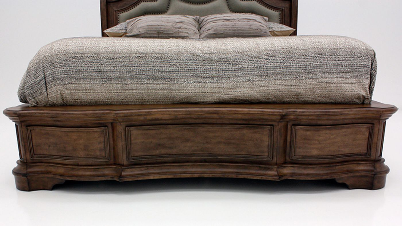 	Footboard View of the Tulsa King Size Bed in Light Brown by Avalon Furniture | Home Furniture Plus Bedding