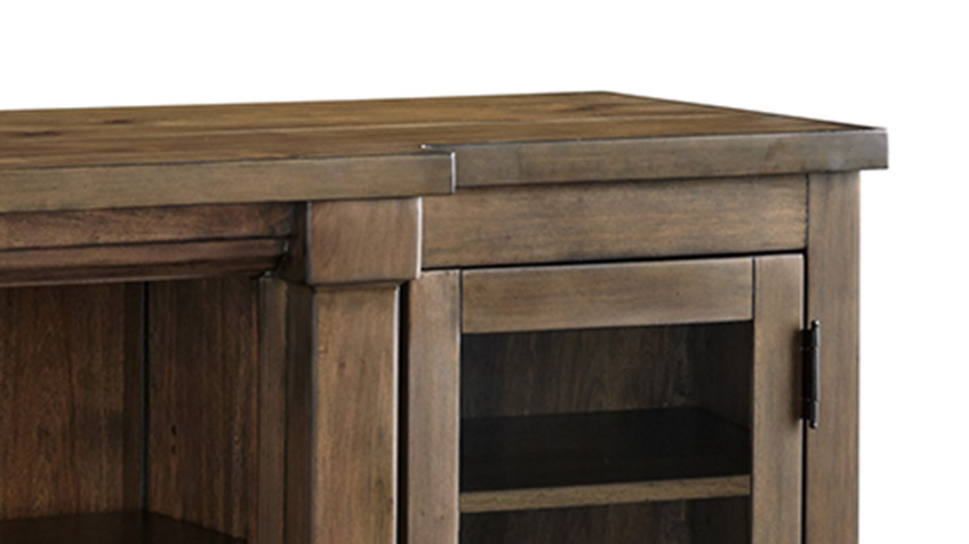 Close Up View of the Flynnter TV Stand in Brown by Ashley Furniture | Home Furniture Plus Bedding