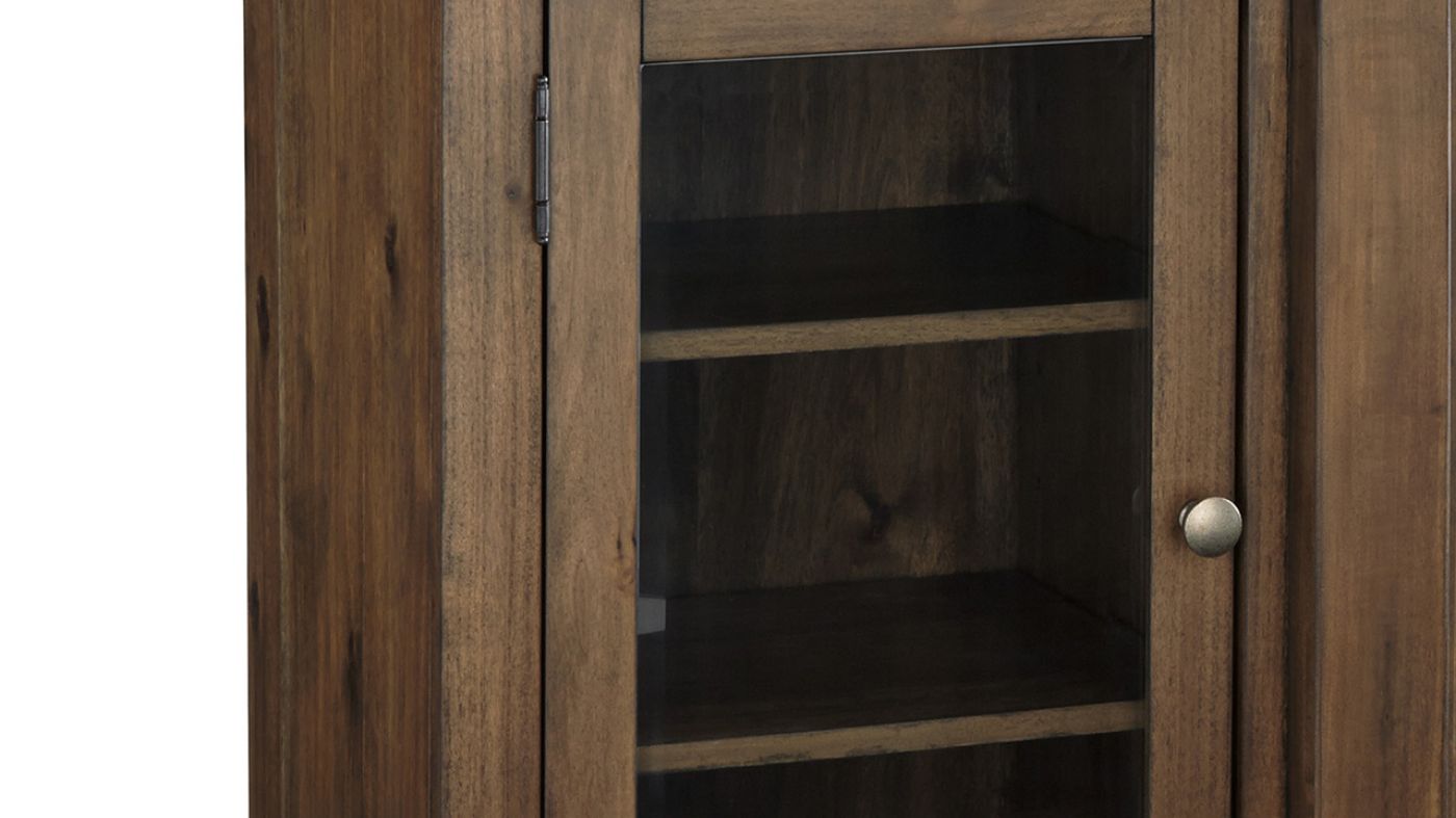 Close Up View of the Flynnter TV Stand in Brown by Ashley Furniture | Home Furniture Plus Bedding