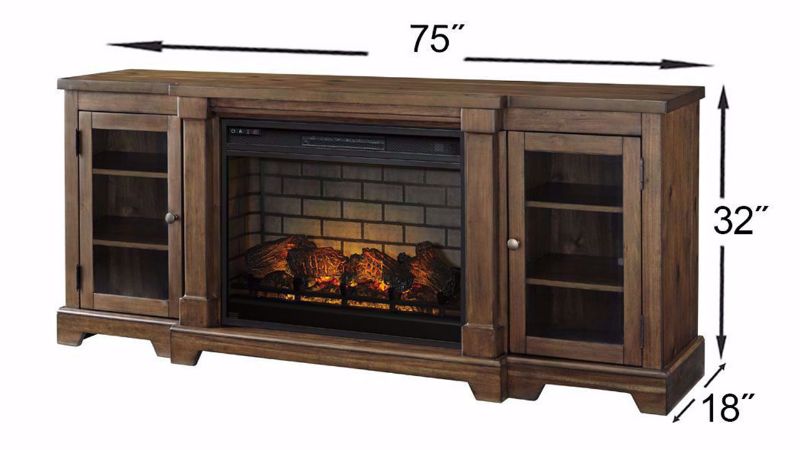 Dimension Details of the Flynnter TV Stand with Fireplace  in Brown by Ashley Furniture | Home Furniture Plus Bedding