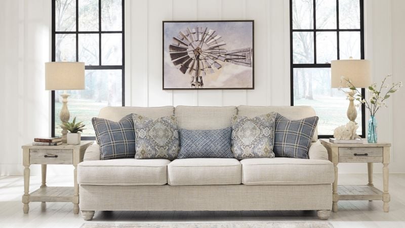 Front Facing Room View of the Traemore Sleeper Sofa in White by Ashley Furniture | Home Furniture Plus Bedding