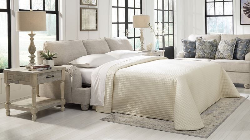 Open View of the Traemore Sleeper Sofa in White by Ashley Furniture | Home Furniture Plus Bedding