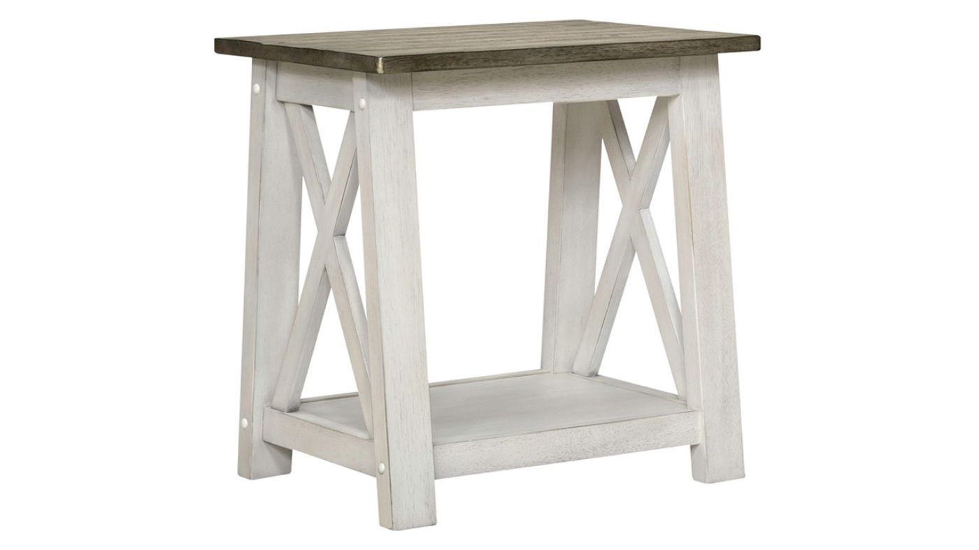 Angled View of the Laurel Bluff End Table in White by Liberty Furniture | Home Furniture Plus Bedding