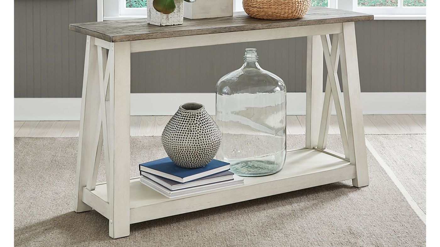 Room View of the Laurel Bluff Sofa Table in White by Liberty Furniture | Home Furniture Plus Bedding