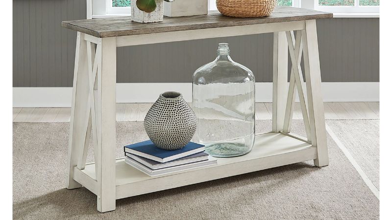 Room View of the Laurel Bluff Sofa Table in White by Liberty Furniture | Home Furniture Plus Bedding