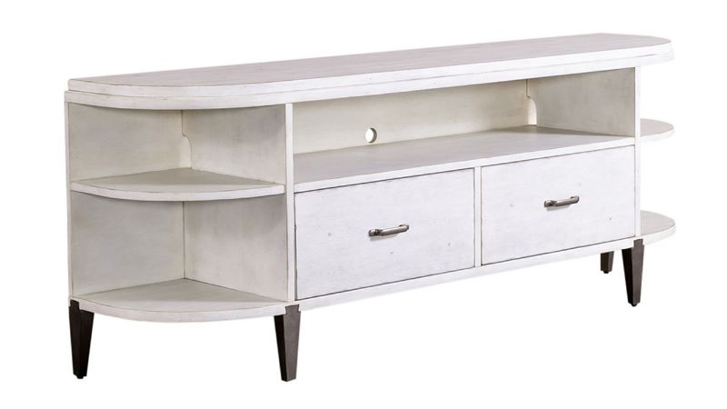 Angled View of the Sterling 68 Inch TV Stand in Off White by Liberty Furniture | Home Furniture Plus Bedding