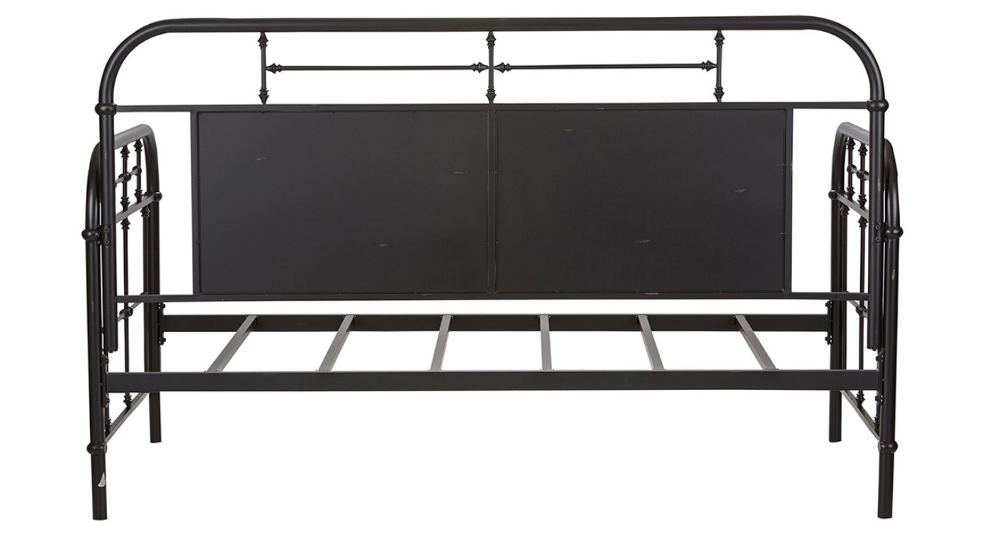 Front View of the Vintage Metal Daybed with Trundle in Black by Liberty Furniture | Home Furniture Plus Bedding