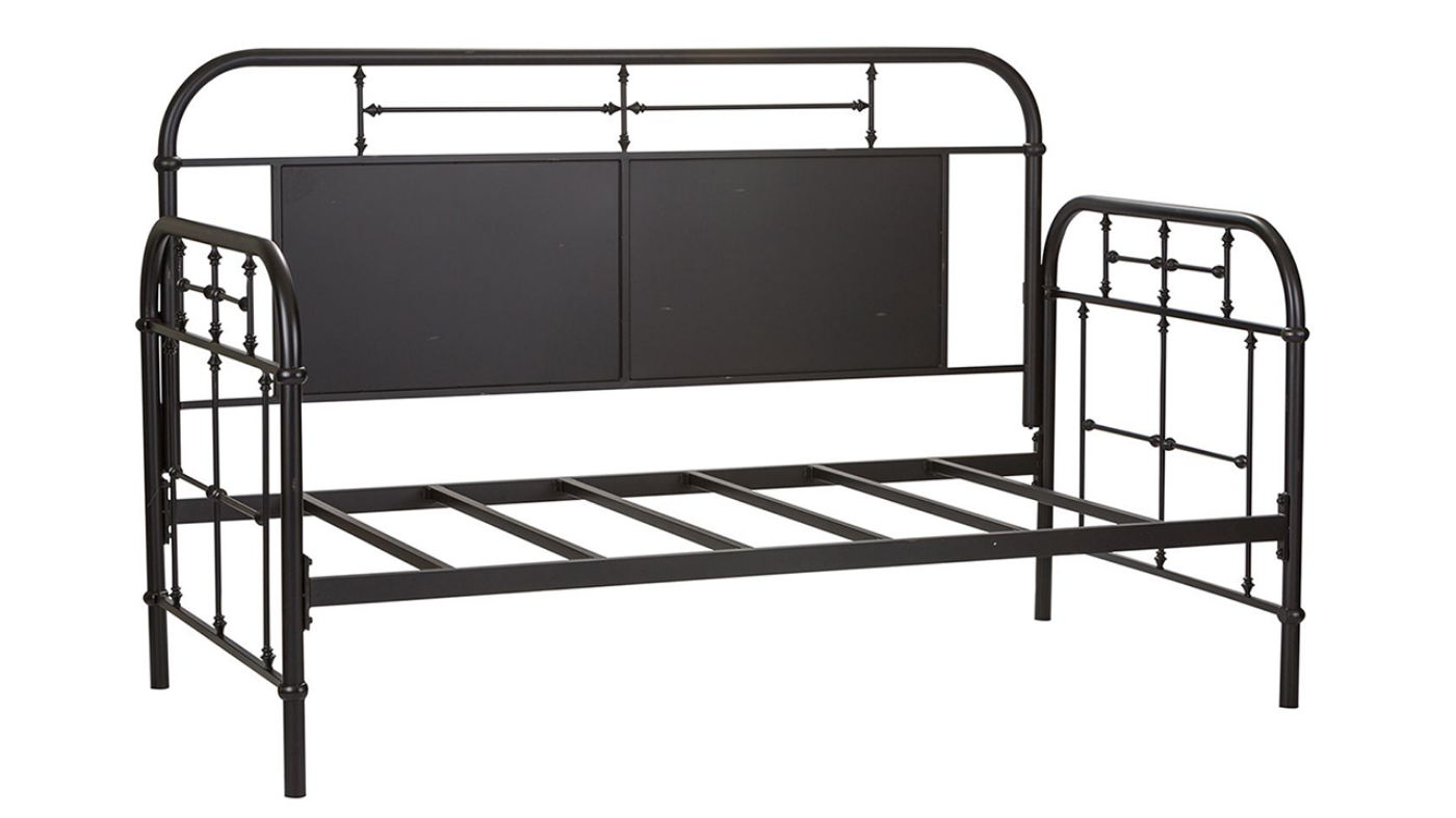 Angled View of the Vintage Metal Daybed with Trundle in Black by Liberty Furniture | Home Furniture Plus Bedding