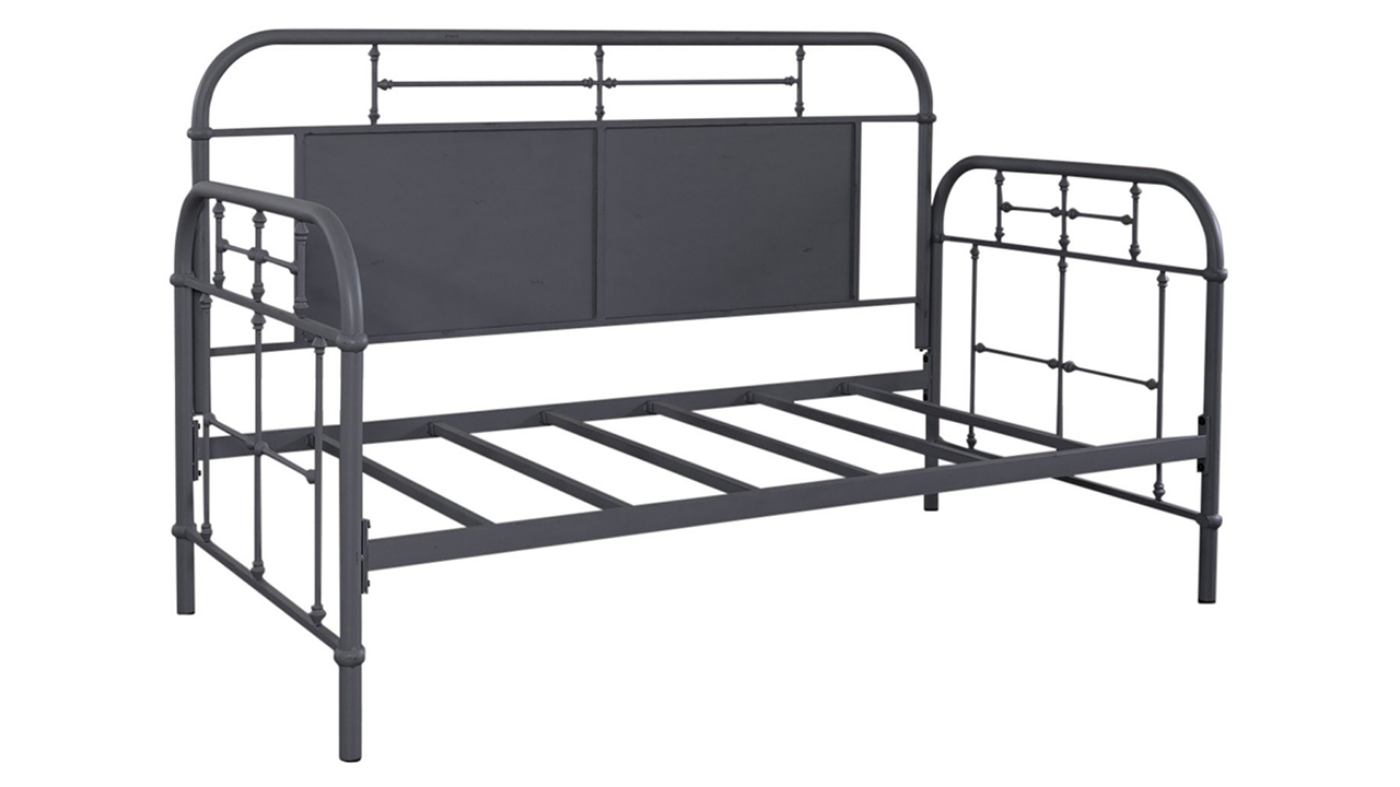 Angled View of the Vintage Metal Daybed with Trundle in Navy by Liberty Furniture | Home Furniture Plus Bedding