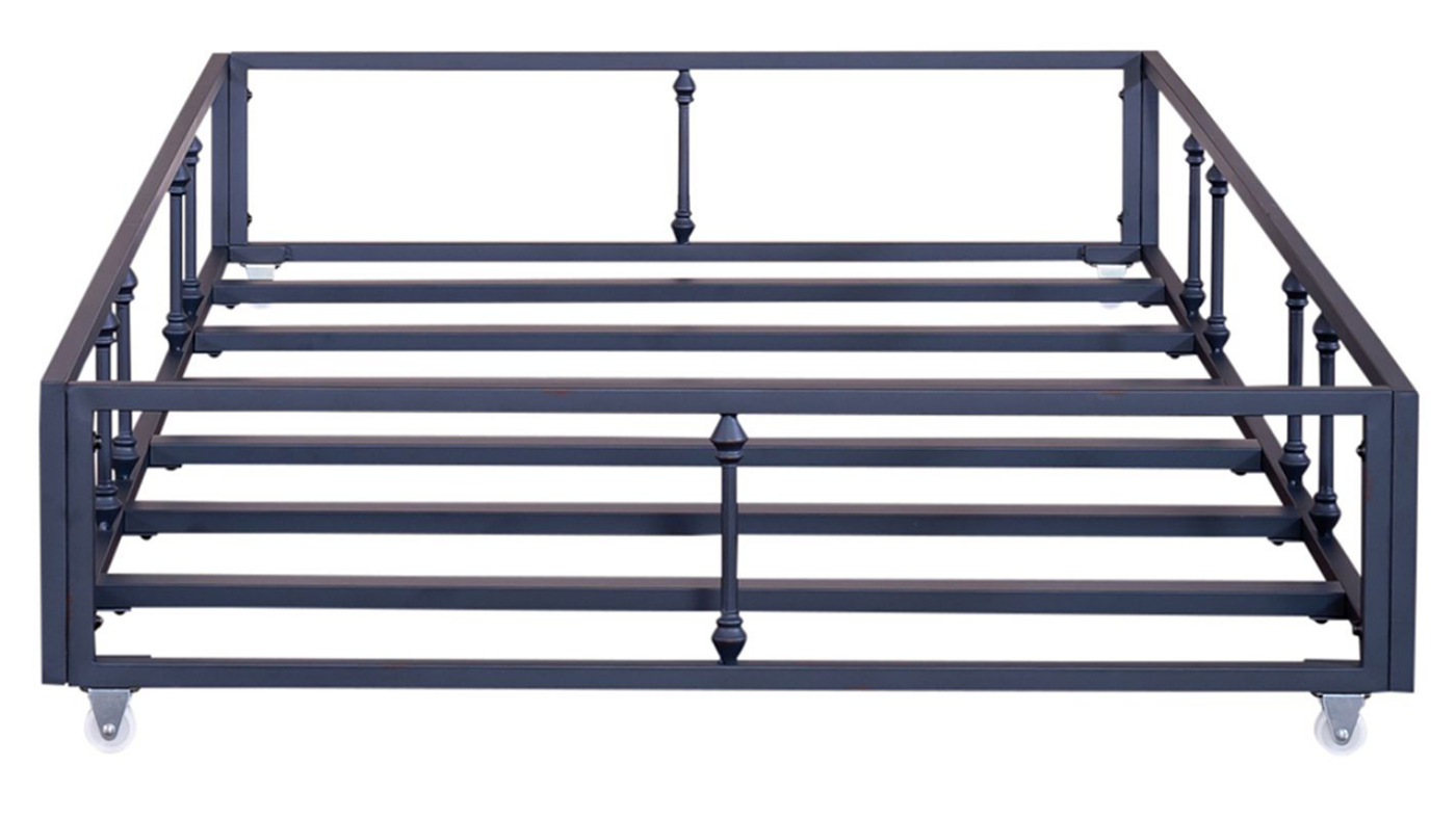 Side View of the Vintage Metal Daybed with Trundle in Navy by Liberty Furniture | Home Furniture Plus Bedding