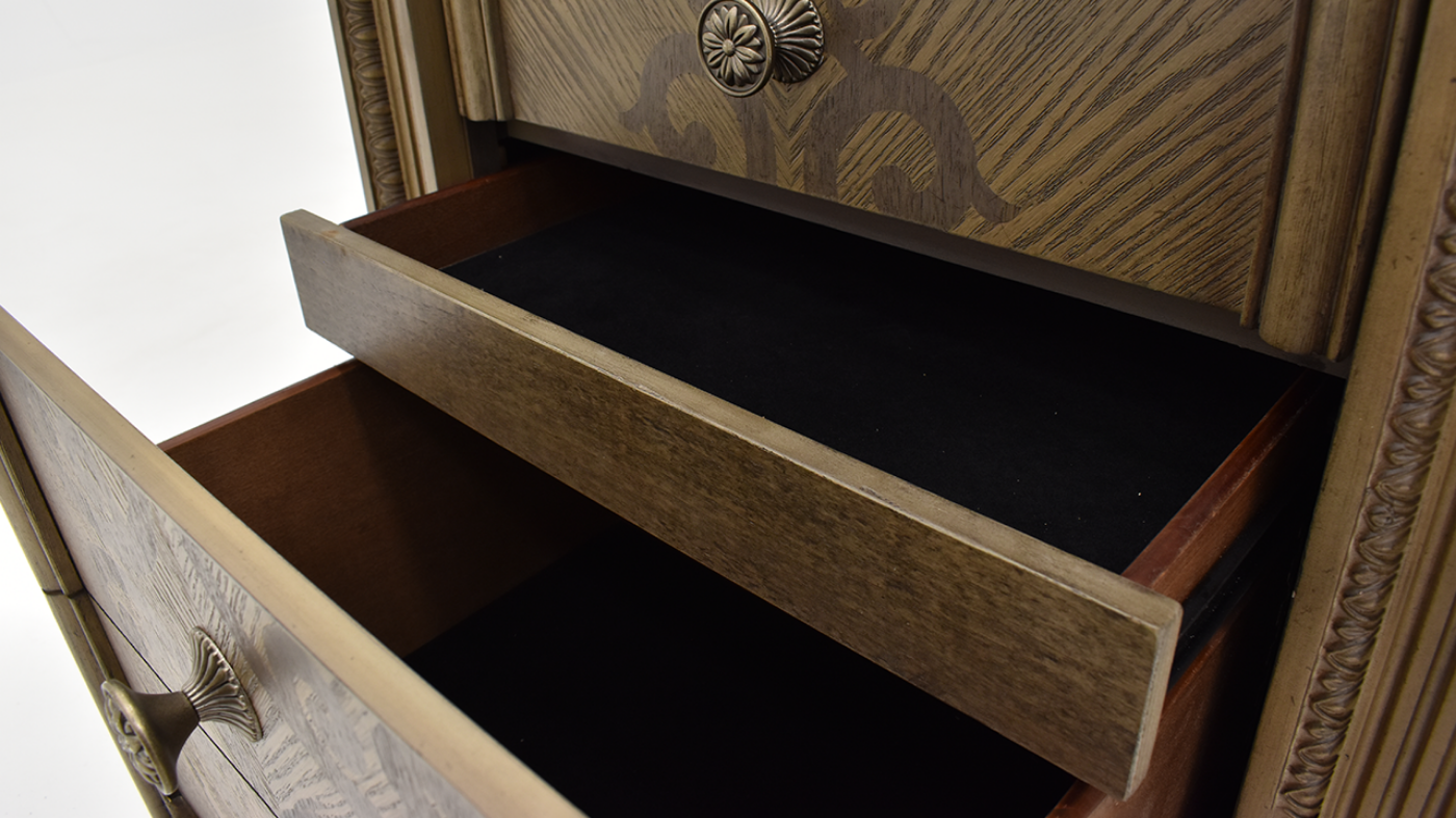 Close Up View of the Maria Nightstand in Gray by Avalon Furniture | Home Furniture Plus Bedding