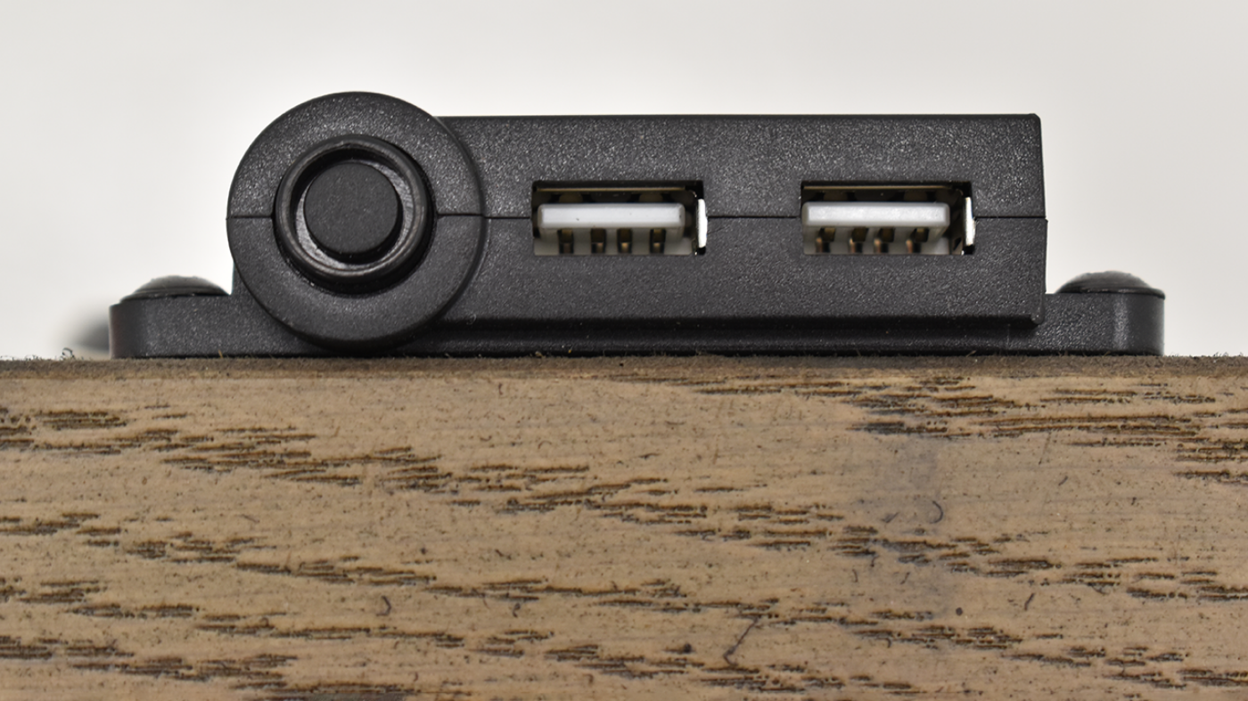 USB Charging Ports on  the Maria Nightstand in Gray by Avalon Furniture | Home Furniture Plus Bedding