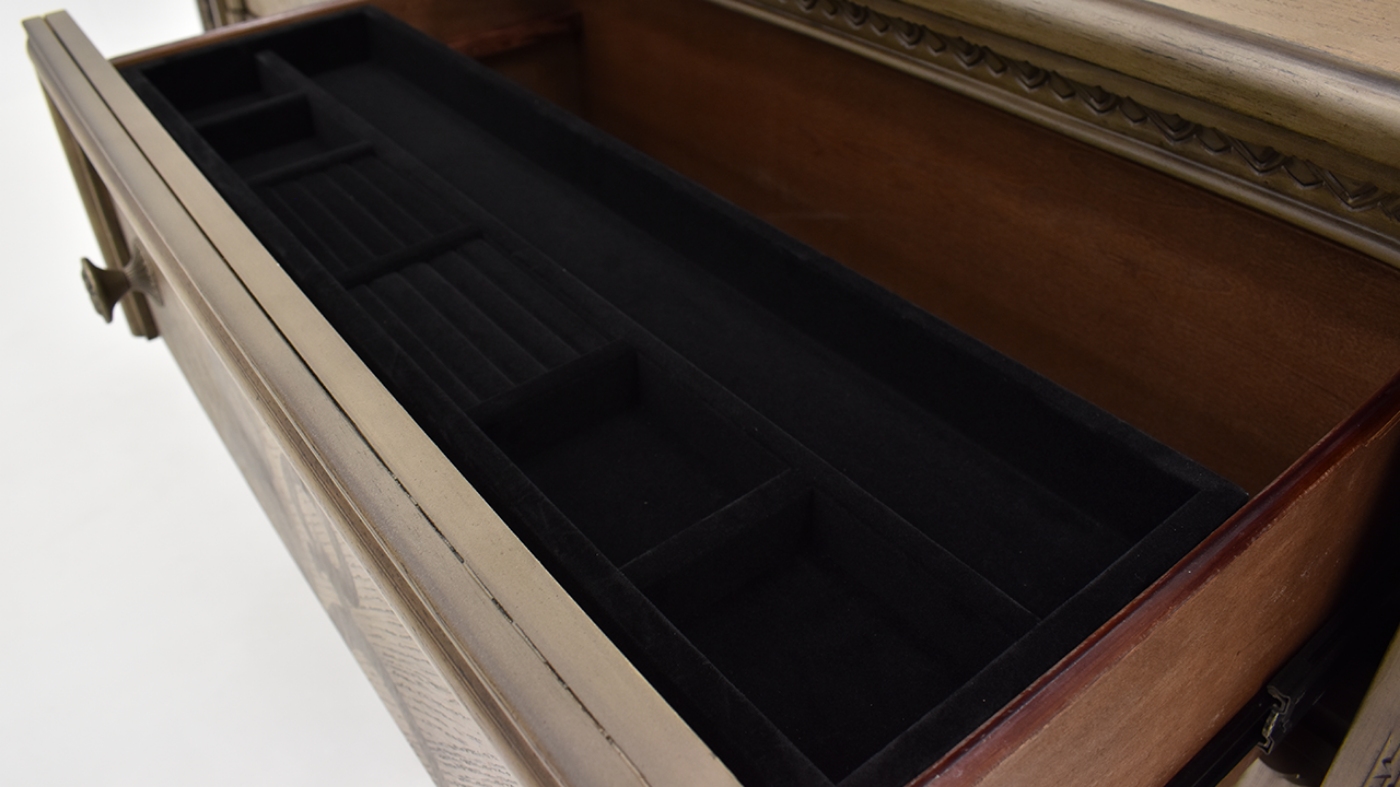 Close Up Interior View of the Maria Dresser with Mirror in Gray by Avalon Furniture | Home Furniture Plus Bedding
