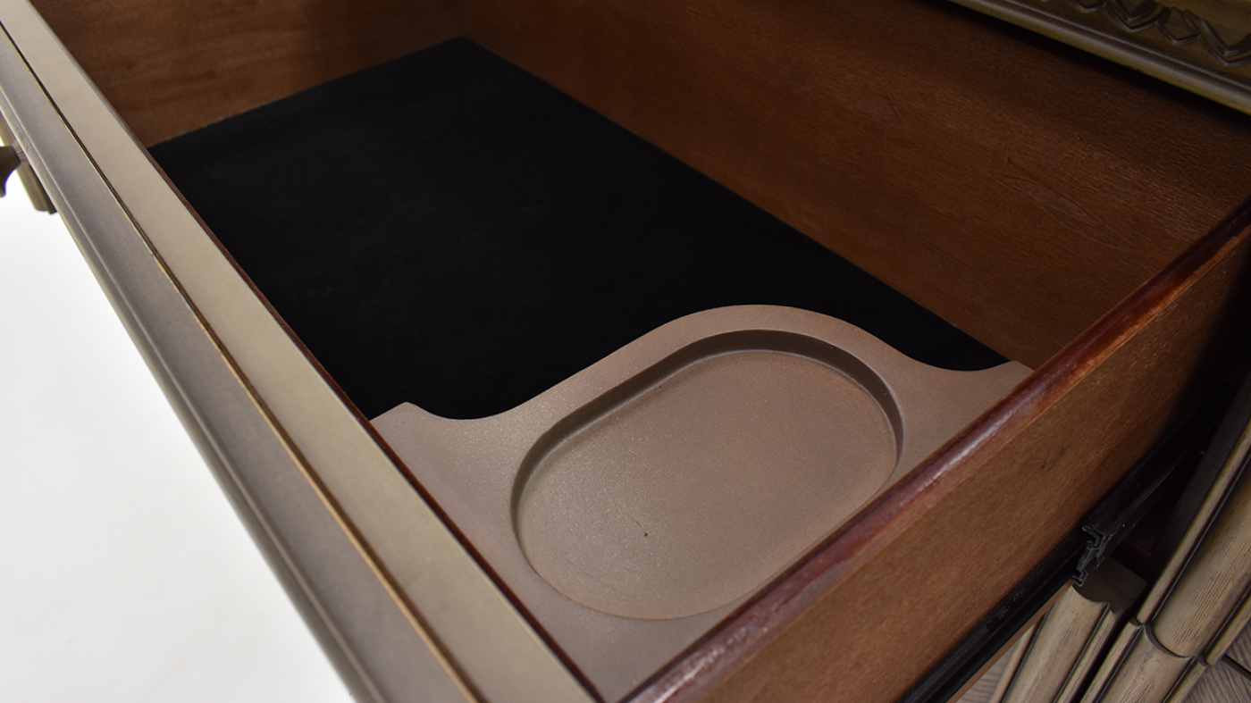 Close Up Interior View of the Maria Dresser with Mirror in Gray by Avalon Furniture | Home Furniture Plus Bedding