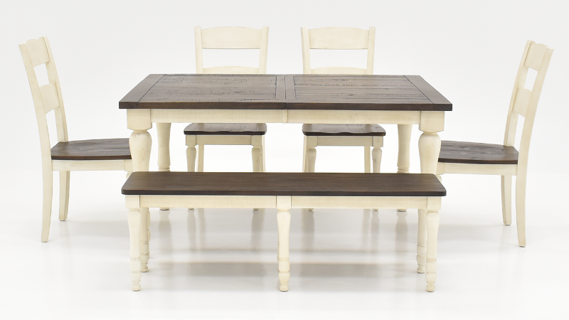 Front Facing View of the Madison County 6 Piece Dining Table Set in Off-White by Jofran | Home Furniture Plus Bedding