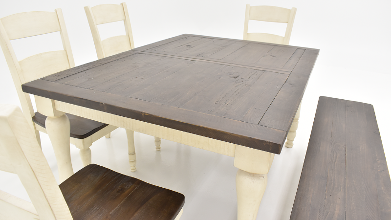 Angled View of the Madison County 6 Piece Dining Table Set in Off-White by Jofran | Home Furniture Plus Bedding