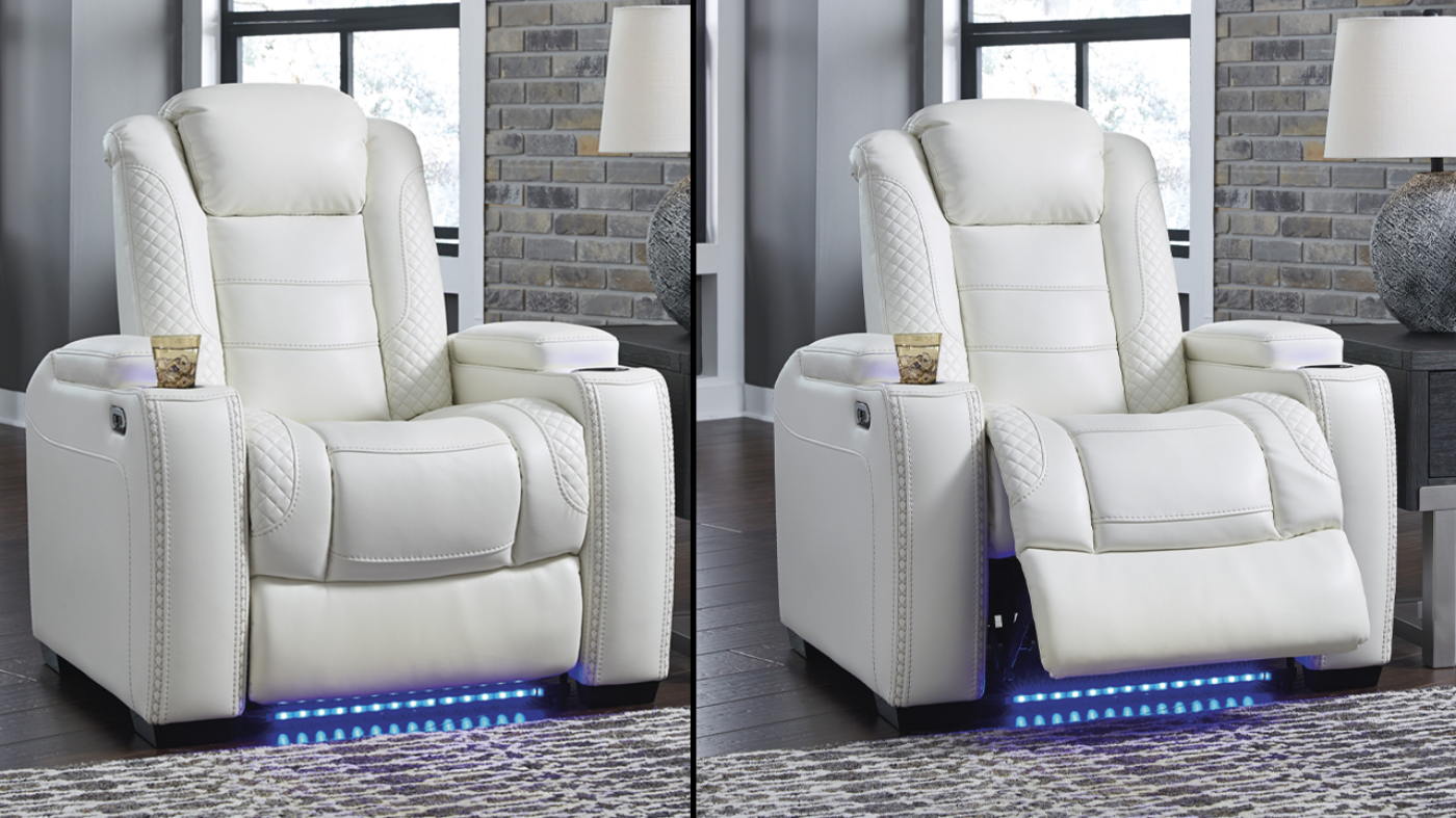 Room View of the Party Time POWER Recliner in White by Ashley Furniture | Home Furniture Plus Bedding