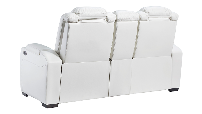 Rear View of the Party Time POWER Reclining Loveseat in White by Ashley Furniture | Home Furniture Plus Bedding