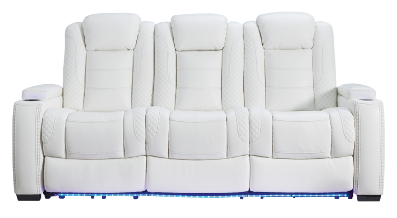 Front Facing View of the Party Time POWER Reclining Sofa in White by Ashley Furniture | Home Furniture Plus Bedding