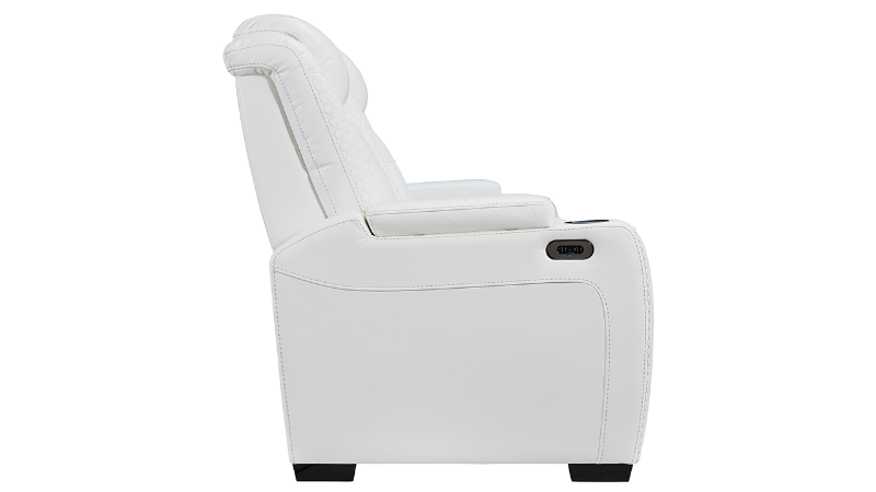 Side View of the Party Time POWER Reclining Sofa in White by Ashley Furniture | Home Furniture Plus Bedding