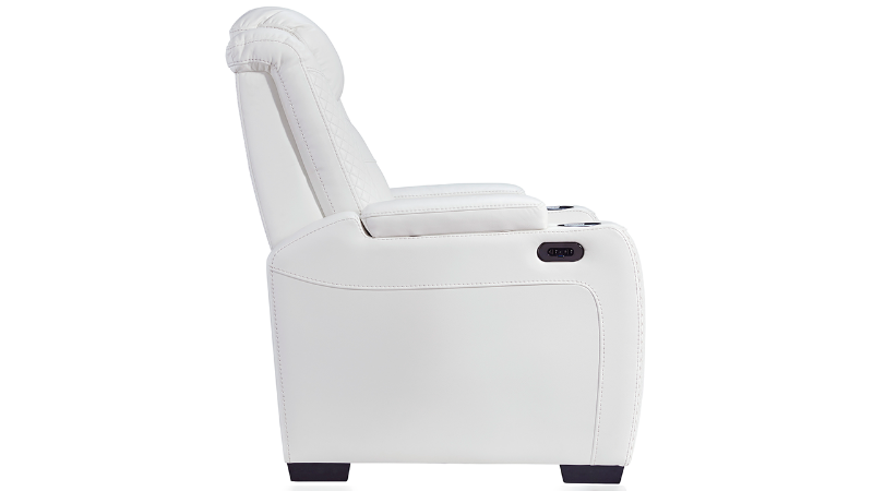 Side View of the Party Time POWER Recliner in White by Ashley Furniture | Home Furniture Plus Bedding