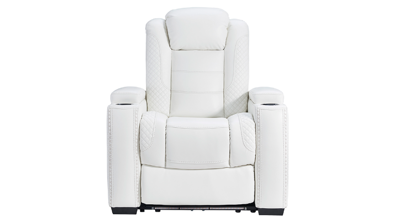 Front Facing View of the Party Time POWER Recliner in White by Ashley Furniture | Home Furniture Plus Bedding