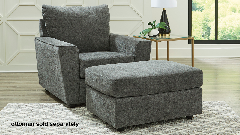 View of the Stairatt Chair and Ottoman in Gray by Ashley Furniture | Home Furniture Plus Bedding