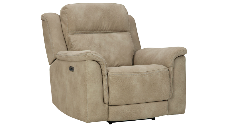 Angled View of the Next-Gen DuraPella Power Recliner in Tan by Ashley Furniture | Home Furniture Plus Bedding