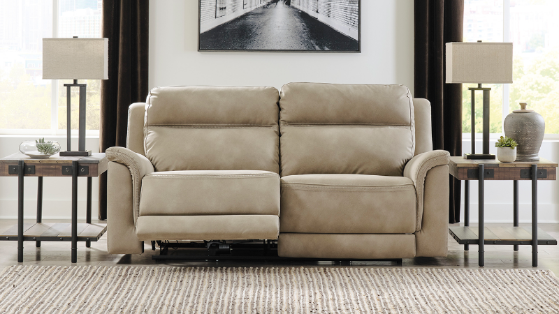 Room View of the Next-Gen DuraPella Power Reclining Sofa  in Tan by Ashley Furniture | Home Furniture Plus Bedding
