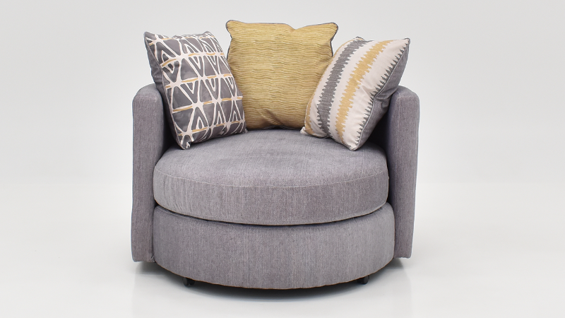 Front Facing View of the Stonewash Swivel Chair in Gray by Albany Industries | Home Furniture Plus Bedding