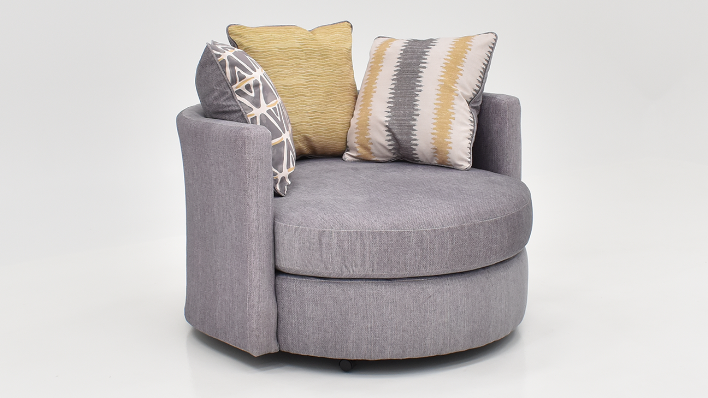 Angled View of the Stonewash Swivel Chair in Gray by Albany Industries | Home Furniture Plus Bedding