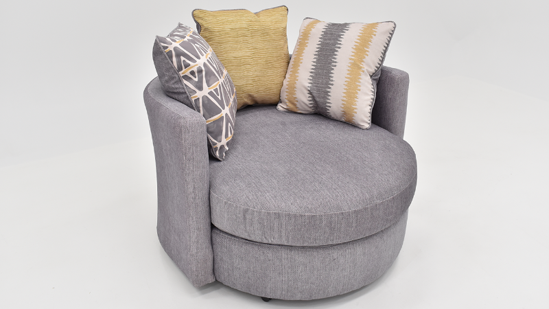 Angled View of the Stonewash Swivel Chair in Gray by Albany Industries | Home Furniture Plus Bedding