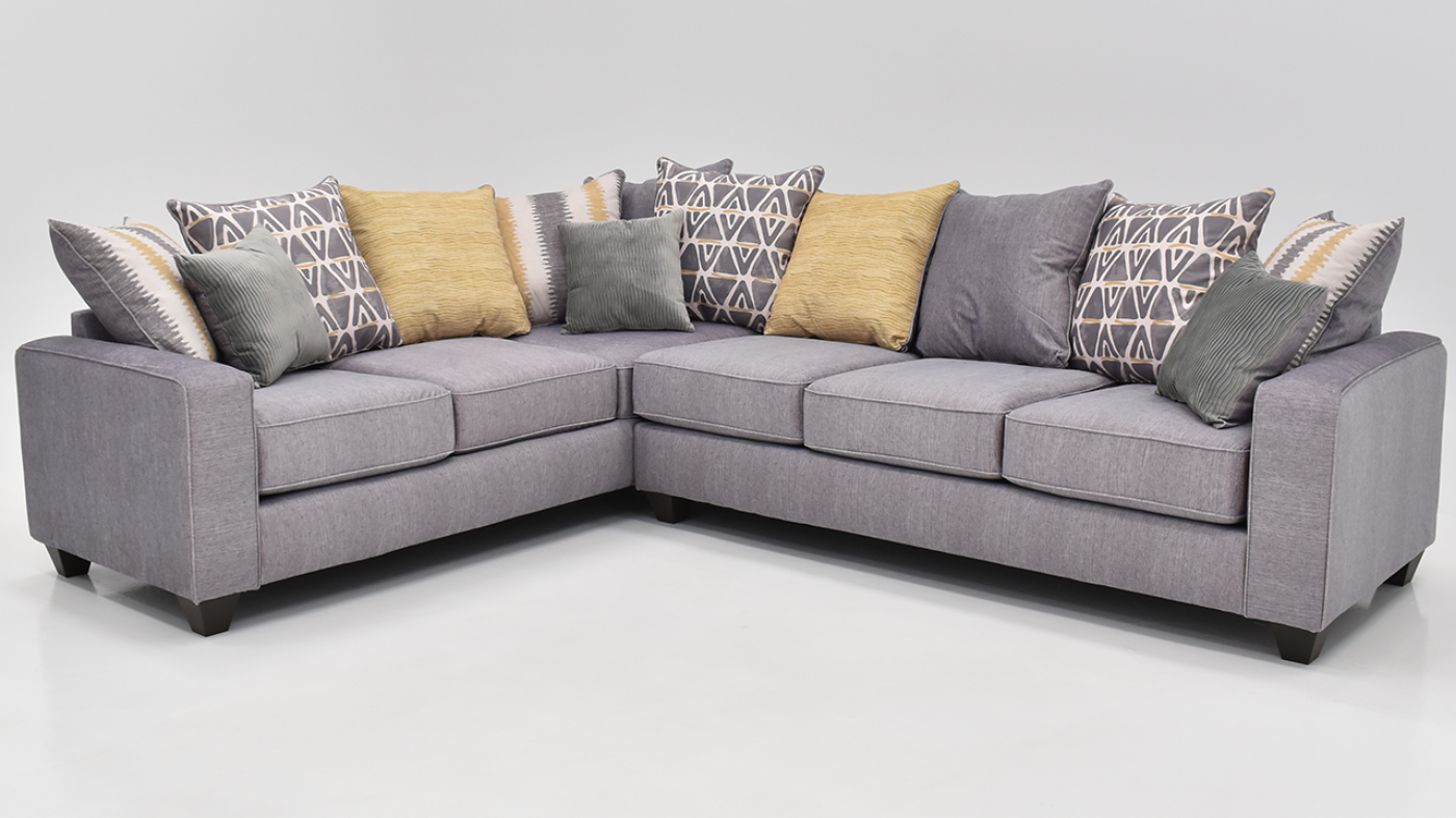 Front View of the Stonewash Sectional Sofa in Gray by Albany Industries | Home Furniture Plus Bedding