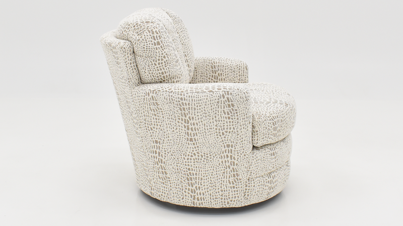 Side  View of the Darwin Swivel Accent Chair in Off White by Chairs America | Home Furniture Plus Bedding