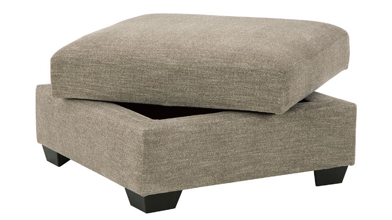 Open View of the Creswell Storage Ottoman in Stone Gray by Ashley Furniture | Home Furniture Plus Bedding