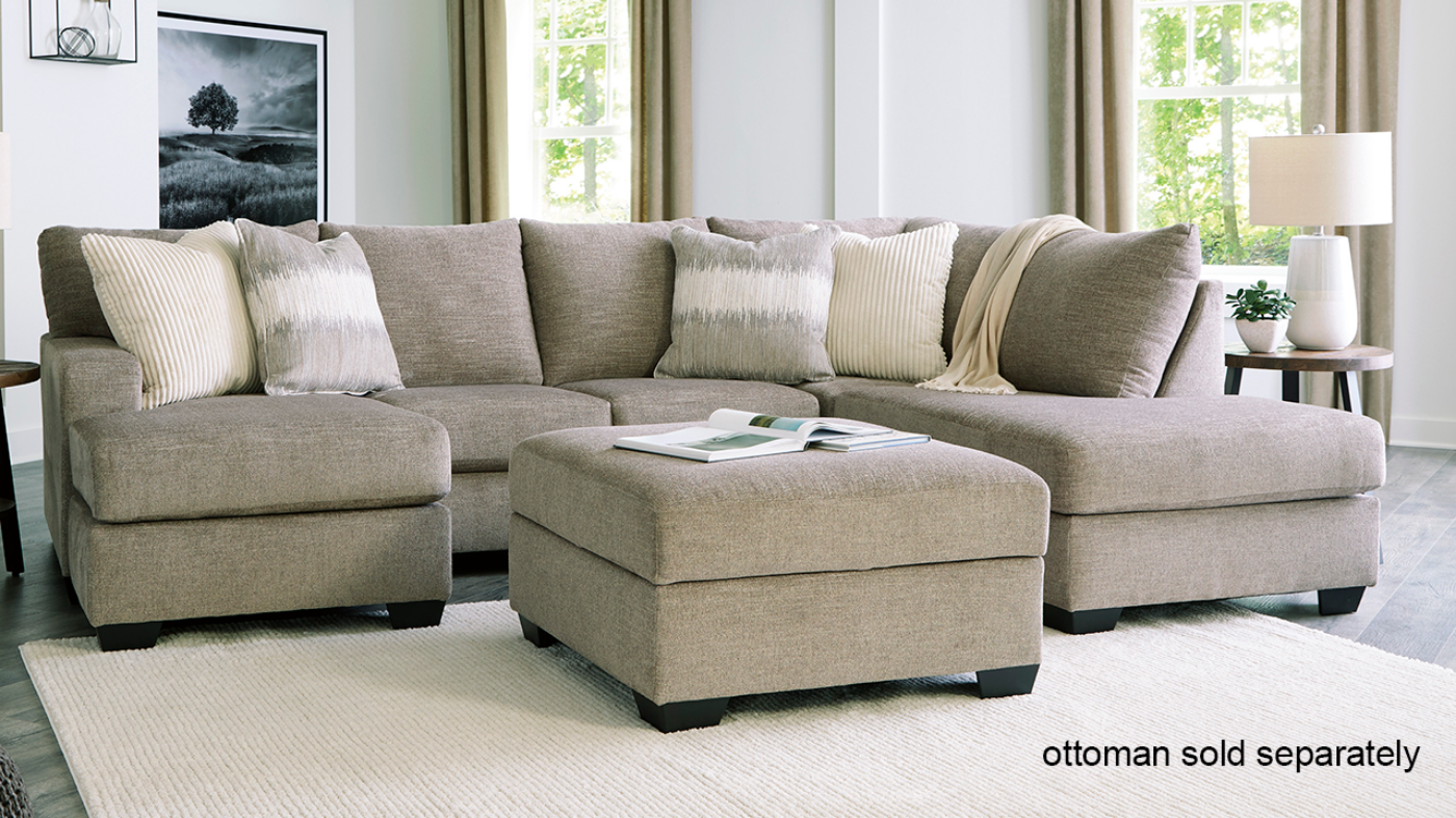 Room View of the Creswell Sectional Sofa in Stone Gray by Ashley Furniture | Home Furniture Plus Bedding