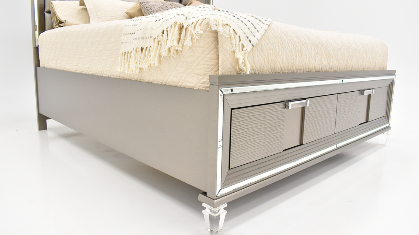 Close Up View of the Twenty Nine King Storage Bed in Copper by Elements International | Home Furniture Plus Bedding