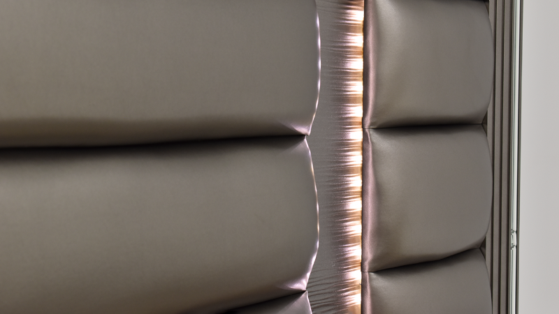 Close Up Lighted View of the Twenty Nine Queen Storage Bed in Copper by Elements International | Home Furniture Plus Bedding