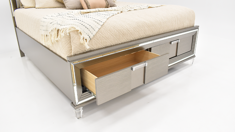 Close Up View of the Twenty Nine Queen Storage Bed in Copper by Elements International | Home Furniture Plus Bedding