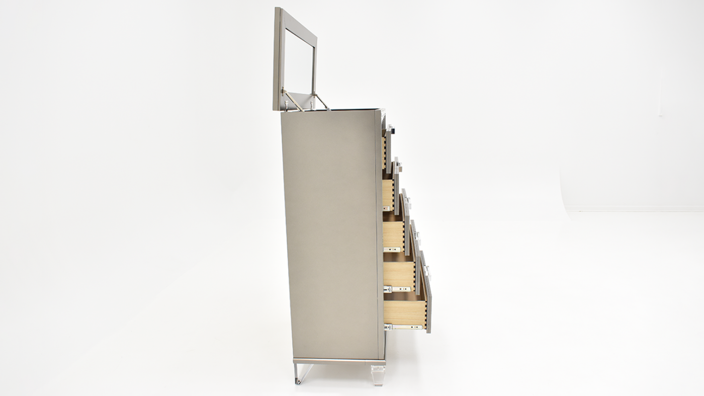 Open Side View of the Twenty Nine Chest of Drawers in Copper by Elements International | Home Furniture Plus Bedding