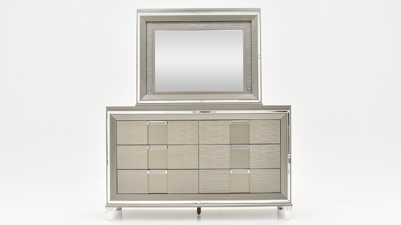 Front Facing View of the Twenty Nine Dresser with Mirror in Copper by Elements International | Home Furniture Plus Bedding