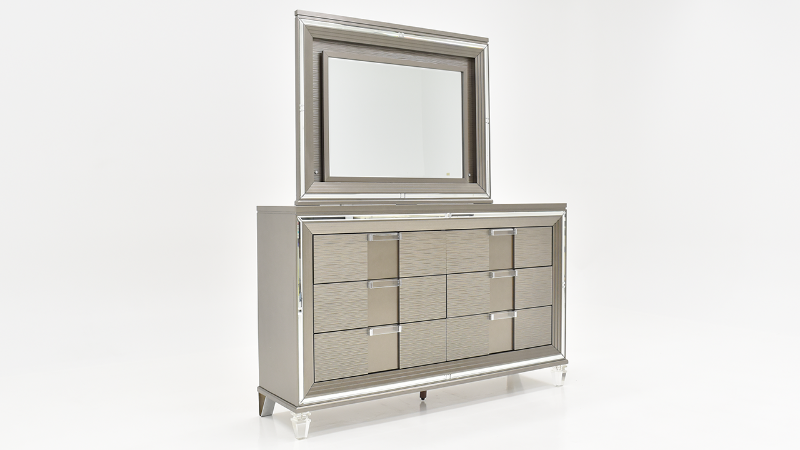 Angled View of the Twenty Nine Dresser with Mirror in Copper by Elements International | Home Furniture Plus Bedding