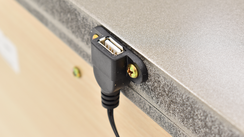 Close Up View of the USB Ports on the Twenty Nine Nightstand in Copper by Elements International | Home Furniture Plus Bedding
