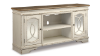 Angled View of the Realyn 74 Inch TV Stand in White by Ashley Furniture | Home Furniture Plus Bedding