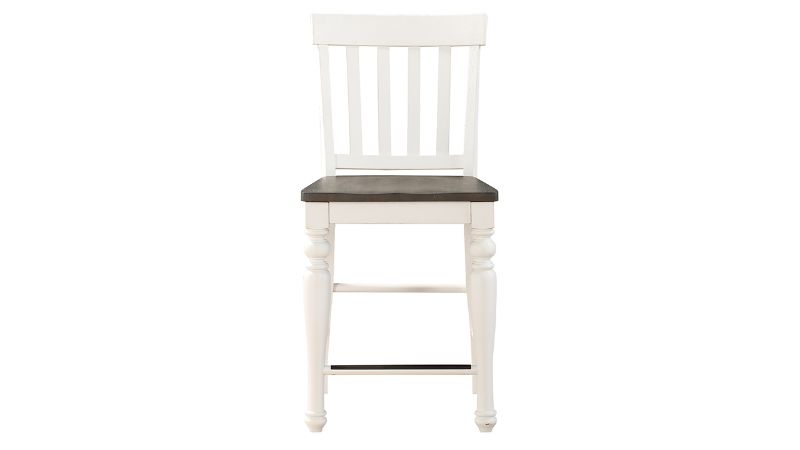 Front View of the Joanna Counter Height Barstool  in White and Brown by Steve Silver | Home Furniture Plus Bedding